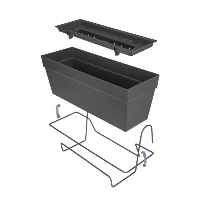 ELHO Balconniere Loft Urban Allin1 - L 49 x W 27 x H 21 cm - Balcon, extérieur - 100% recyclé - Noir