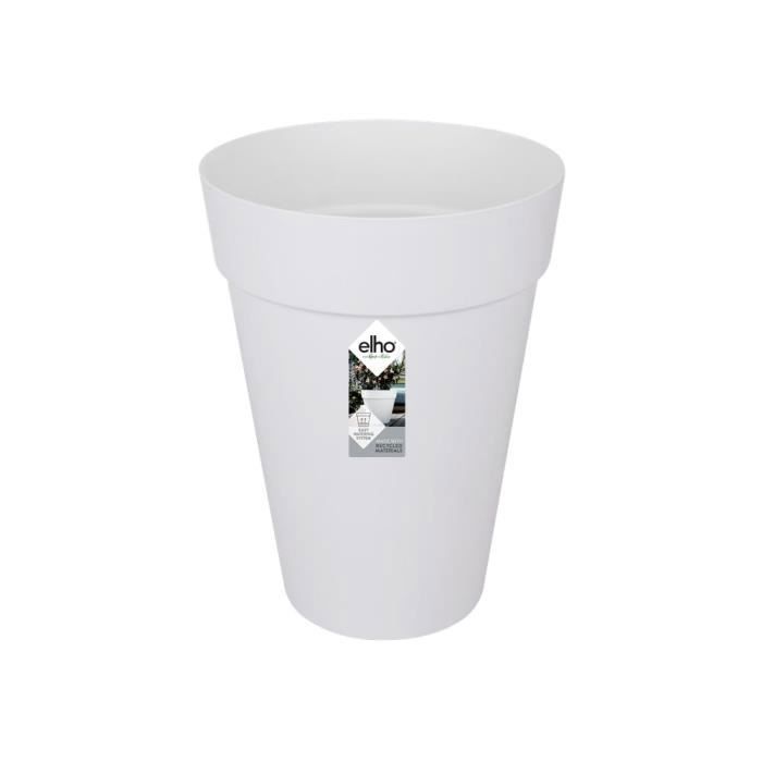 ELHO Loft Urban Pot de fleurs rond Haut 42 - Blanc - ÿ 42 x H 56 cm - extÈrieur - 100% recyclÈ