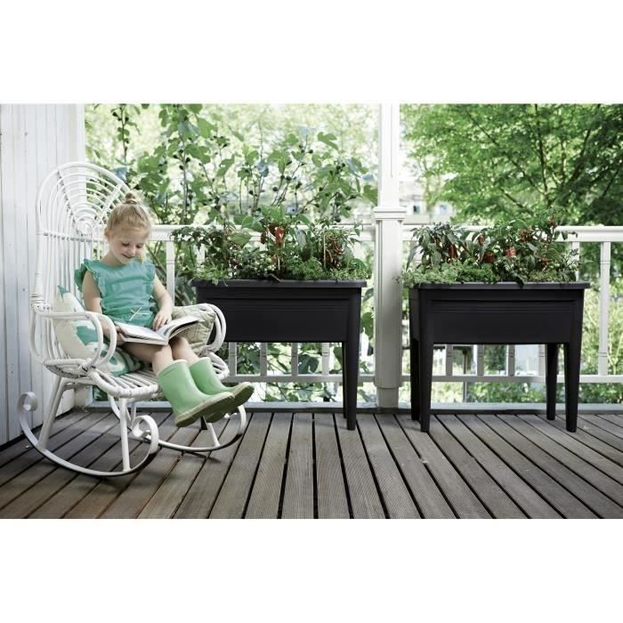 ELHO Table de culture XXL Green Basics - 75,5 x 36,5 x 65,1 cm - Noir vif