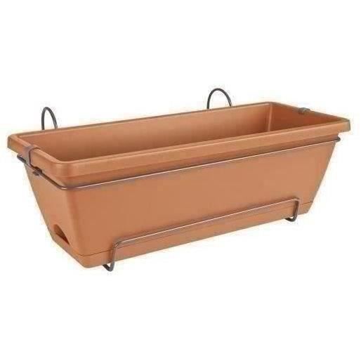 ELHO Balconniere Barcelona Allin1 - L 50 x B 28 x H 19 cm - Balcon, extérieur - 100% recyclé - Marron