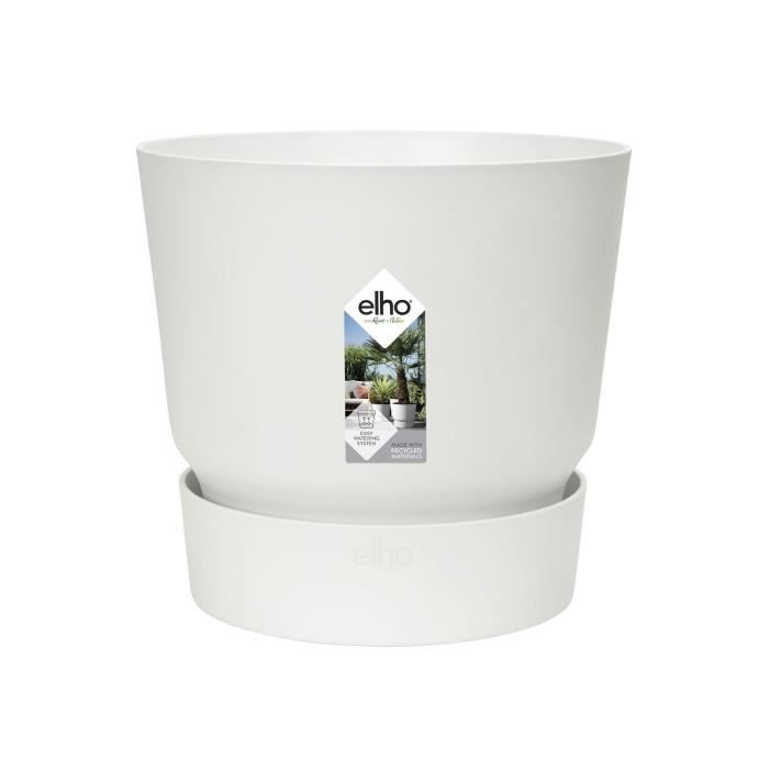 ELHO Pot de fleurs rond Greenville 25 - Extérieur - Ř 24,48 x H 23,31 cm - Blanc