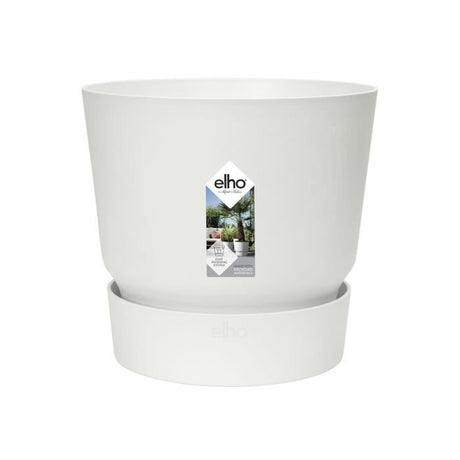 ELHO Pot de fleurs rond Greenville 25 - Extérieur - Ř 24,48 x H 23,31 cm - Blanc