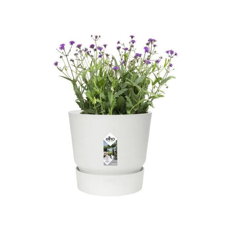 ELHO Pot de fleurs rond Greenville 25 - Extérieur - Ř 24,48 x H 23,31 cm - Blanc