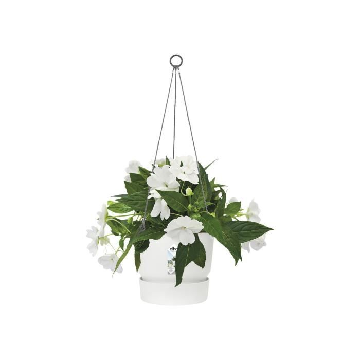 ELHO Pot de fleurs a suspendre Greenville 24 - ExtÈrieur - ÿ 23,9 x H 20,3 cm - Blanc