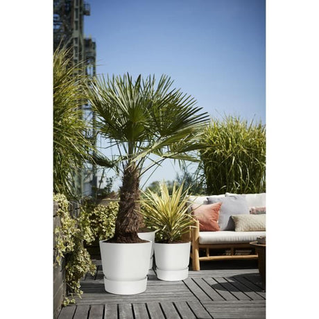 ELHO Pot de fleurs rond Greenville 30 - Extérieur - Ř 29,5 x H 27,8 cm - Blanc