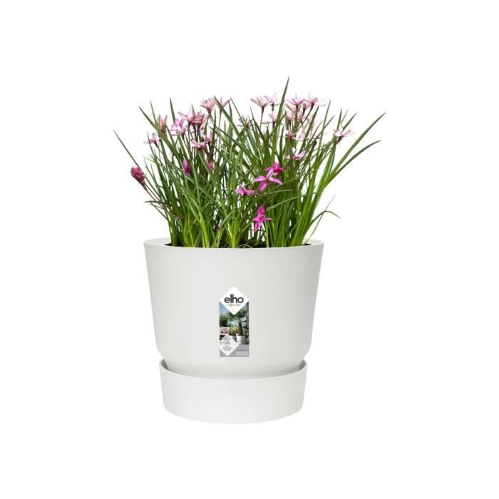 ELHO Pot de fleurs rond Greenville 30 - Extérieur - Ř 29,5 x H 27,8 cm - Blanc