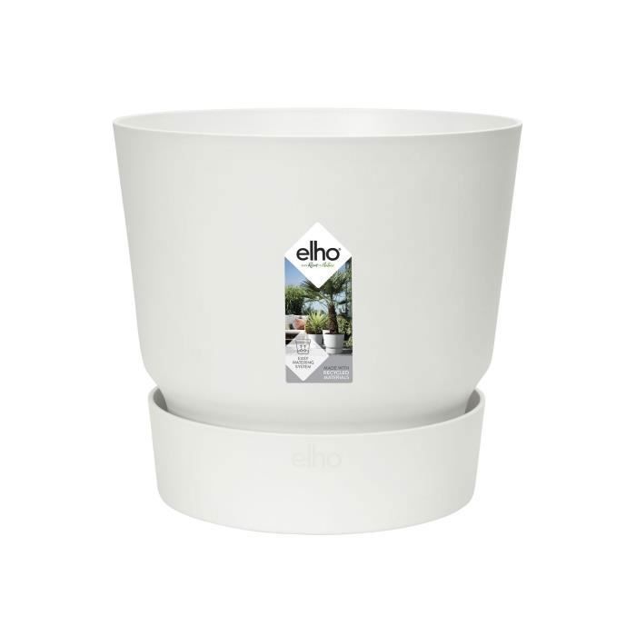 ELHO Pot de fleurs rond Greenville 40 - Extérieur - Ř 39 x H 36,8 cm - Blanc