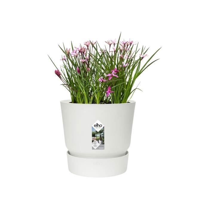 ELHO Pot de fleurs rond Greenville 40 - Extérieur - Ø 39 x H 36,8 cm - Blanc