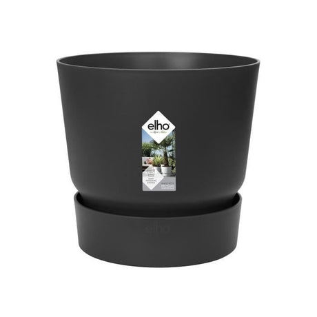 ELHO Pot de fleurs rond Greenville - Ř 47 x H 44 cm - Extérieur - 100% recyclé - Noir