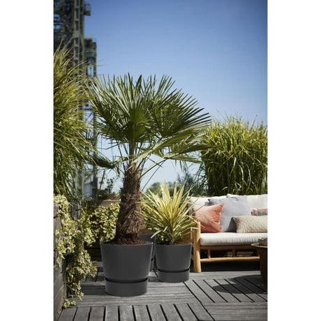 ELHO Pot de fleurs rond Greenville - Ř 47 x H 44 cm - Extérieur - 100% recyclé - Noir