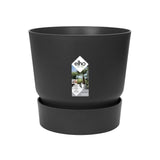 ELHO Pot de fleurs rond Greenville - Ø 47 x H 44 cm - Extérieur - 100% recyclé - Noir
