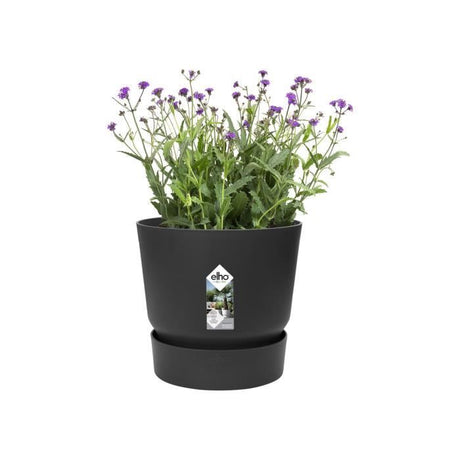 ELHO Pot de fleurs rond Greenville - Ř 47 x H 44 cm - Extérieur - 100% recyclé - Noir