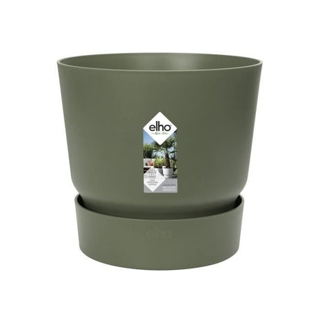 ELHO Pot de fleurs rond Greenville 25 - Extérieur - Ř 24,48 x H 23,31 cm - Vert feuille