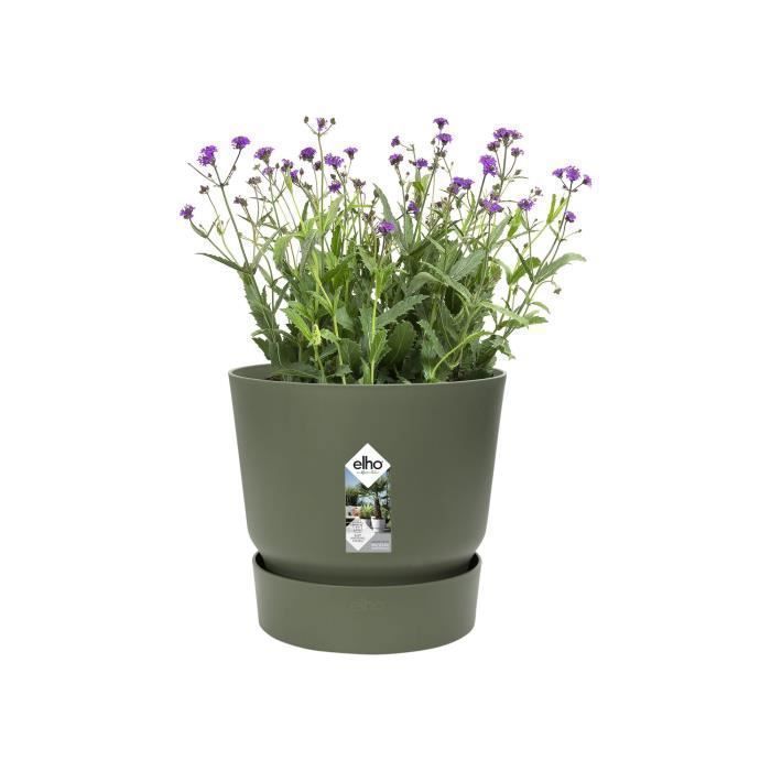 ELHO Pot de fleurs rond Greenville 40 - ExtÈrieur - ÿ 39 x H 36,8 cm - Vert feuille