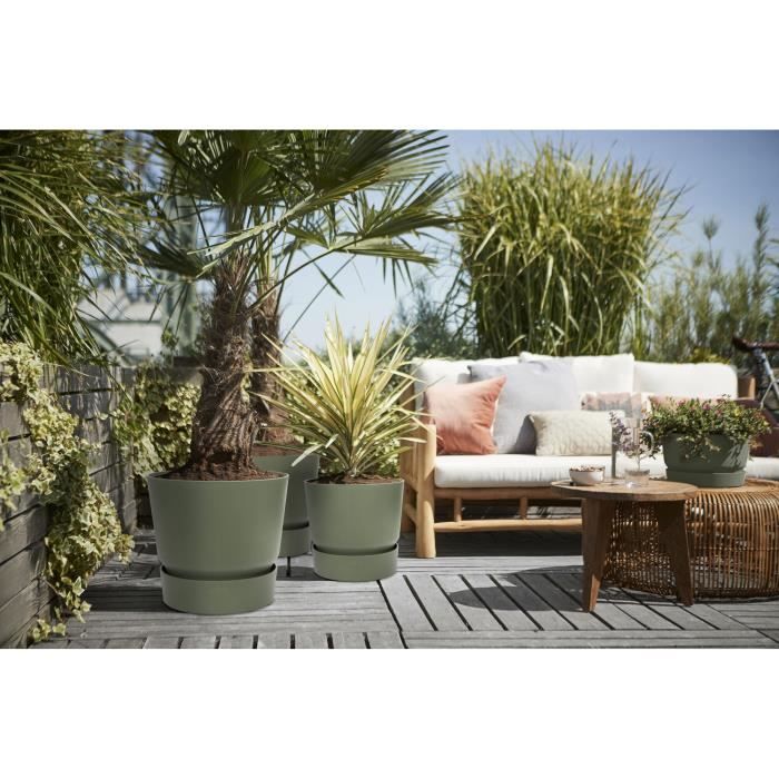 ELHO Pot de fleurs rond Greenville 47 - Extérieur - Ř 47 x H 44,1 cm - Vert feuille