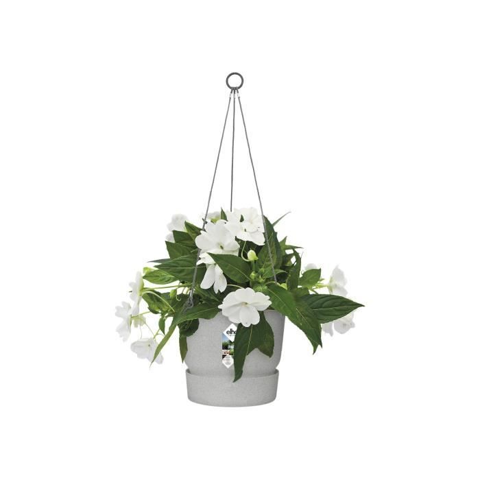 ELHO Pot de fleurs a suspendre Greenville 24 - ExtÈrieur - ÿ 23,9 x H 20,3 cm - Gris bÈton vivant