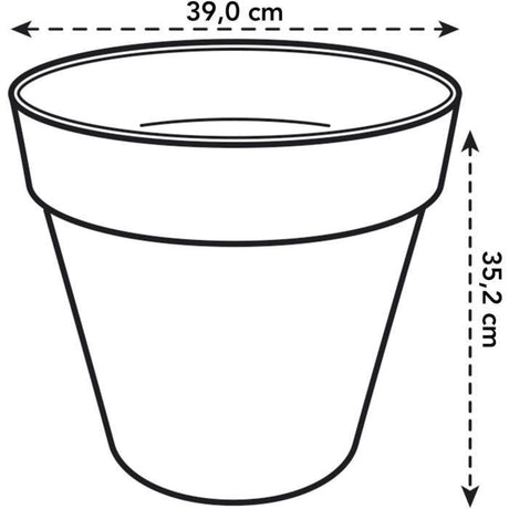 ELHO Pot de fleurs Rond LOFT URBAN - Plastique - Percé - Réservoir - Avec roulettes - Ř38,5 x H35,3 cm - Ocre