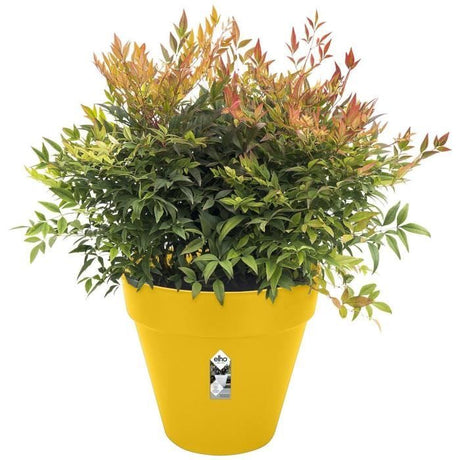 ELHO Pot de fleurs Rond LOFT URBAN - Plastique - Percé - Réservoir - Avec roulettes - Ř38,5 x H35,3 cm - Ocre