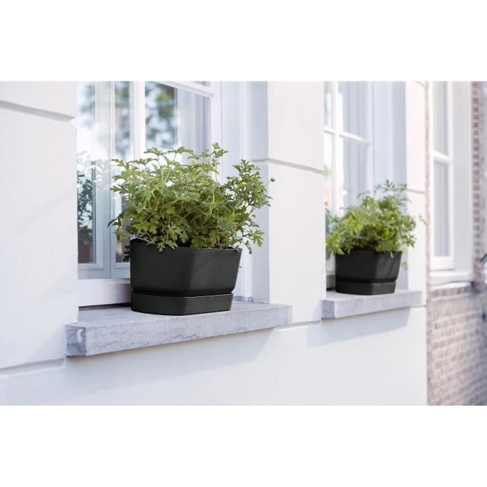 ELHO Jardiniere ovale GREENVILLE - Ø49 x 19,8 x 18,4 cm - Plastique recyclé - Résistant au gel - Noir