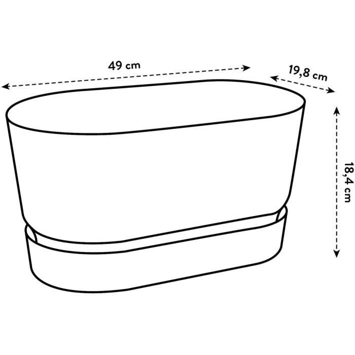 ELHO Jardiniere ovale GREENVILLE - Ø49 x 19,8 x 18,4 cm - Plastique recyclé - Résistant au gel - Noir