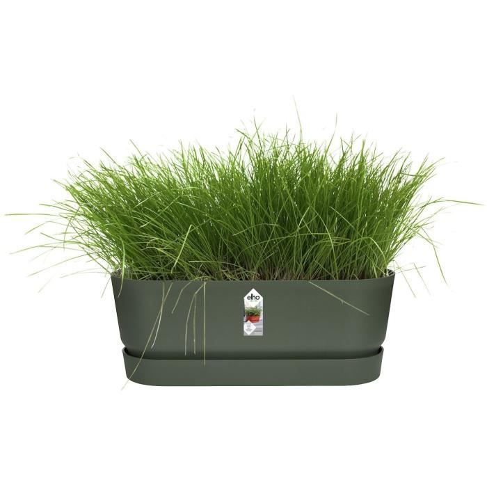 ELHO Jardiniere ovale GREENVILLE - Ø49 x 19,8 x 18,4 cm - Plastique recyclé - Résistant au gel - Leaf Green