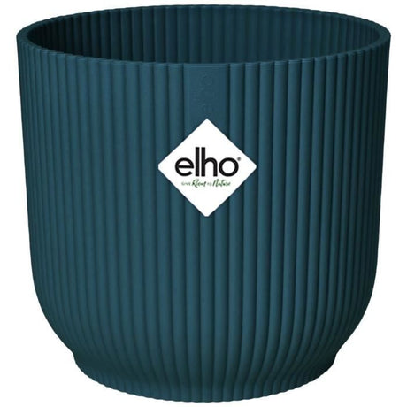 ELHO Pot de fleurs Rond VIBES - Ř22 x H20,16 cm - Plastique - Bleu Foncé