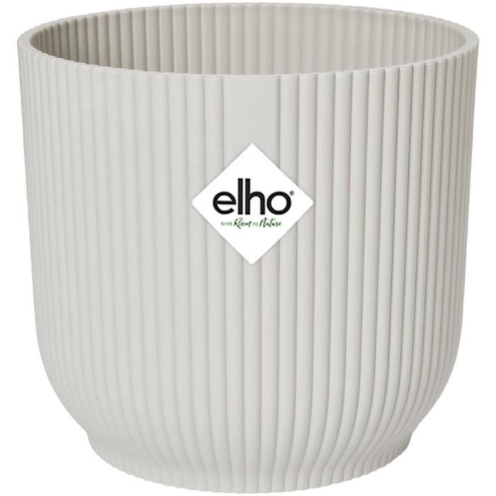 Elho Pot de fleurs Rond VIBES - Plastique - Ø25xH 23.0 cm - Blanc/Blanc soie