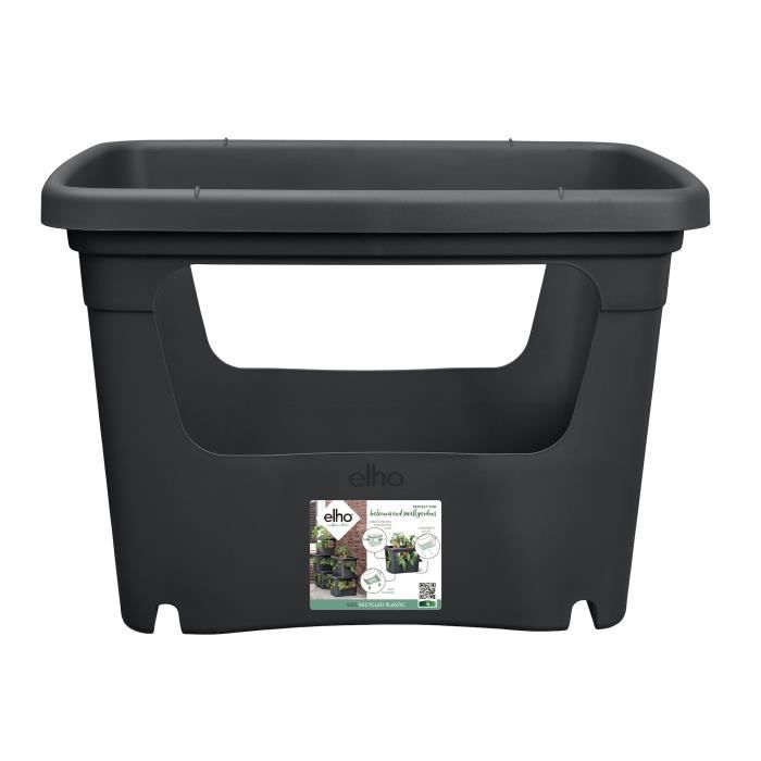 ELHO - Flowerpot - Green Basics Stack &amp; Grow Large - Living Black - Outdoor - L 35.1 x W 50.9 x H 35.7 cm