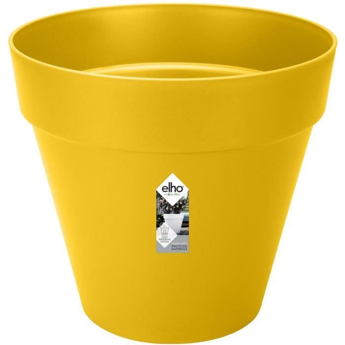 LOFT URBAN Round Flower Pot - Plastic - Drilled - Reservoir - With wheels - Ø50 - Ochre