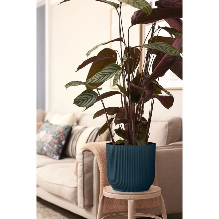 ELHO Pot de fleurs rond avec roues Vibes Fold - Ø 35 x H 32 cm - Intérieur - 100% recyclé - Bleu