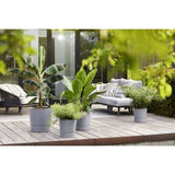 ELHO Pot de fleurs rond GREENSENSE AQUA CARE - 15 L - 29,5 x 29,,5 x H 29,1 cm  - Ciment Clair - Plastique