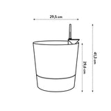 ELHO Pot de fleurs rond GREENSENSE AQUA CARE - 15 L - 29,5 x 29,,5 x H 29,1 cm  - Ciment Clair - Plastique