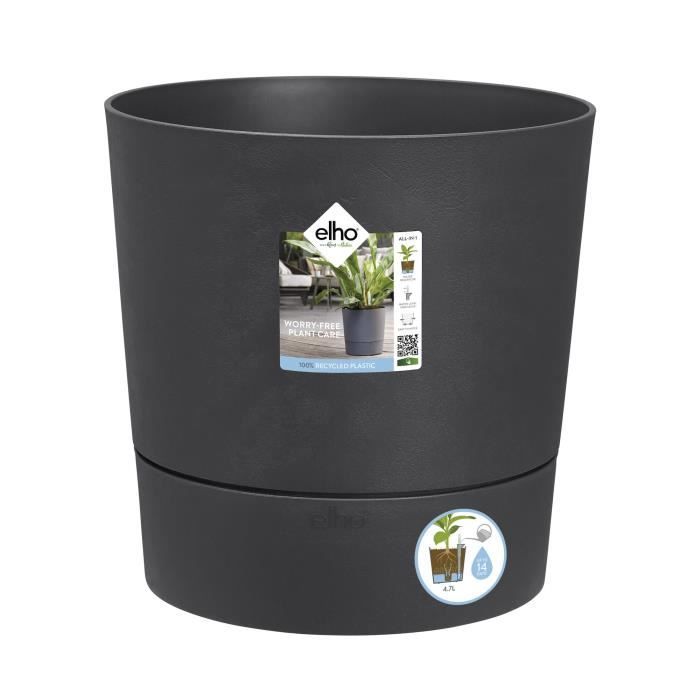 Pot de fleur Elho Plastique Rond Greensense Aqua Care Gris Charbon Ø 34.5 x H 34.1 cm 35 L