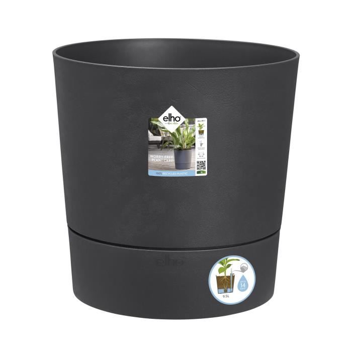 ELHO Pot de fleurs Greensense Aqua Care rond - Ø 43 x H 43 cm - Intérieur,extérieur - 100% recyclé - Gris