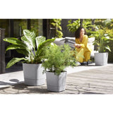 ELHO Pot de fleurs  Greensense Aqua Care Carré 38 - Ciment Clair - Intérieur/extérieur - Ø 38 x H 38.9 cm