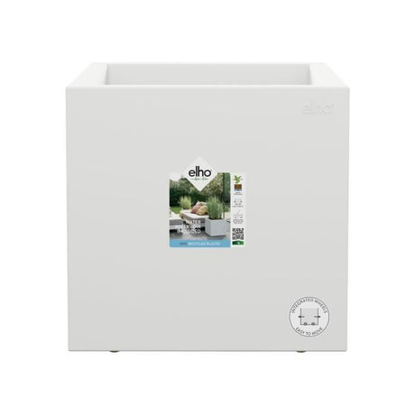 ELHO Pot de fleurs Vivo Next Square 40 - Ř 39 x H 38 cm - Intérieur,Extérieur - 100% recyclé -  Blanc