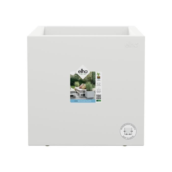 ELHO Pot de fleurs Vivo Next Square 40 - Ø 39 x H 38 cm - Intérieur,Extérieur - 100% recyclé -  Blanc