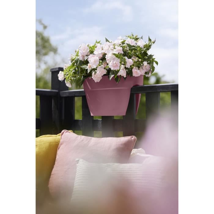 ELHO Pot de fleurs/Balconniere Vibia Campana Flower Bridge - Balcon extérieur - L 26 x W 39 x H 22 cm - Rose Poussiere