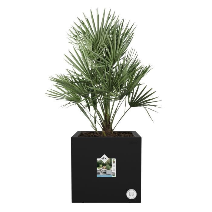 ELHO Bac a fleurs Vivo Next Square 30  - Ø 30 x H 29 cm - Intérieur,Extérieur - 100% recyclé - Noir