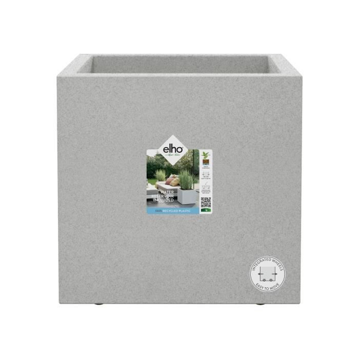 ELHO Bac a fleurs Vivo Next Square 30  - Ø 30 x H 29 cm - Intérieur,Extérieur - 100% recyclé - Gris