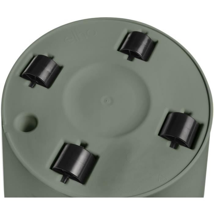 ELHO Pot de fleurs Rond LOFT URBAN - Plastique - Percé - Réservoir - Avec roulettes - Ø38,5 x H35,3 cm - Vert