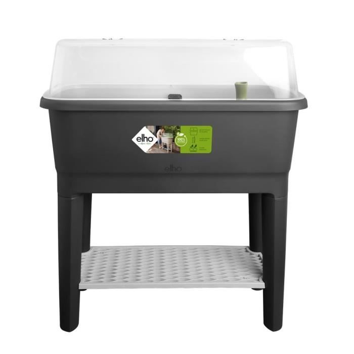 ELHO Noa Potager sur pied - L 79 x W 39 x H 94 cm - culture et récolte - 100% recyclé - Noir