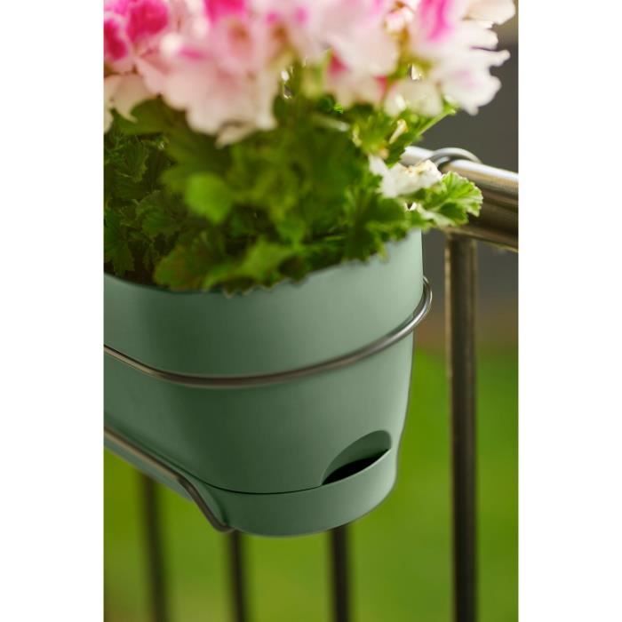 Elho Balconniere Vibia Campana Allin1 50 - L 50 x W 26 x H 17 cm - Balcon - 100% recyclé - Vert