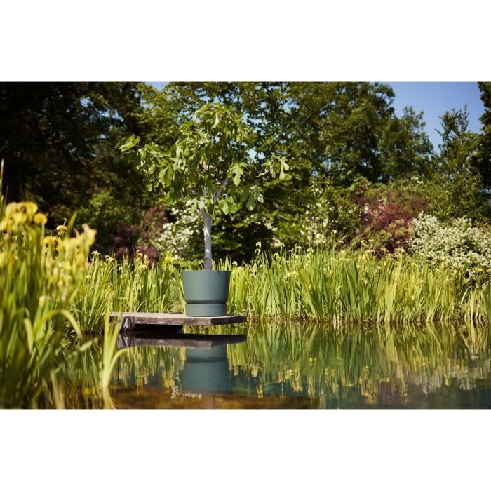 ELHO Pot de fleurs rond Greenville - Ø 55 x H 50 cm - Extérieur - 100% recyclé - Vert