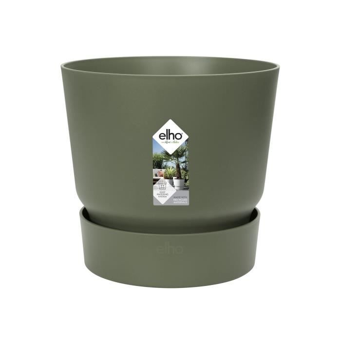 ELHO Pot de fleurs rond Greenville - Ř 55 x H 50 cm - Extérieur - 100% recyclé - Vert