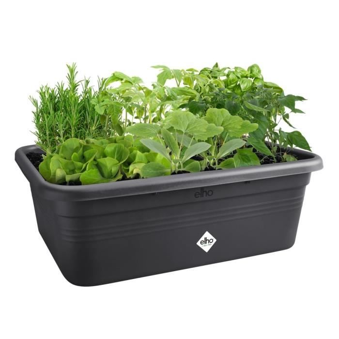 ELHO Bac a fleurs de culture Green Basics Large - L 76 x B 57 x H 27 cm - Culture et récolte - Extérieur - 100% recyclé - Noir