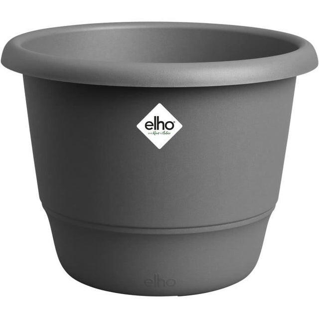 ELHO Pot de fleurs Amiga Rond 25 - Noir - Ř 24.5 x H 18 cm - Extérieur - 100% recyclé