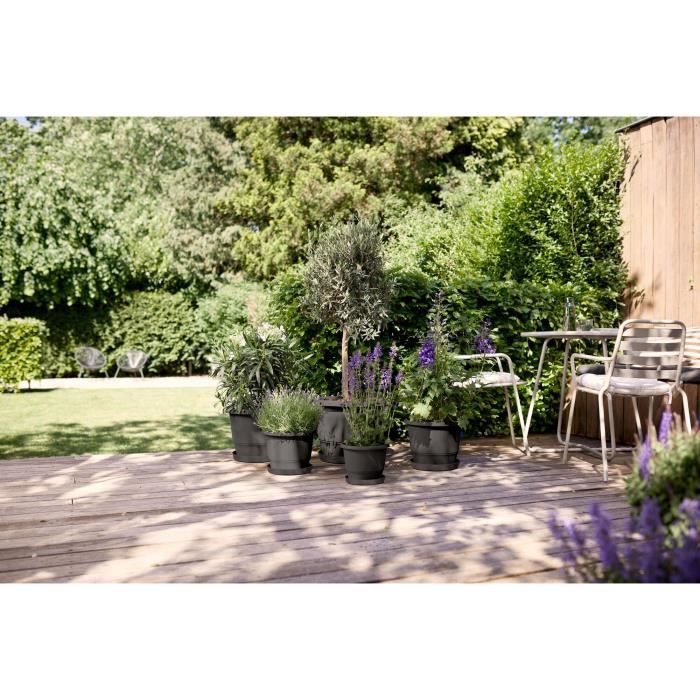 ELHO Pot de fleurs Amiga Rond 40 - Noir - Ø 39 x H 29 cm - Extérieur - 100% recyclé