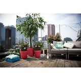 ELHO Pot de fleurs Loft Urban Rond avec roues - Rouge - Ø 38.5 x H 35 cm - Extérieur - 100% recyclé