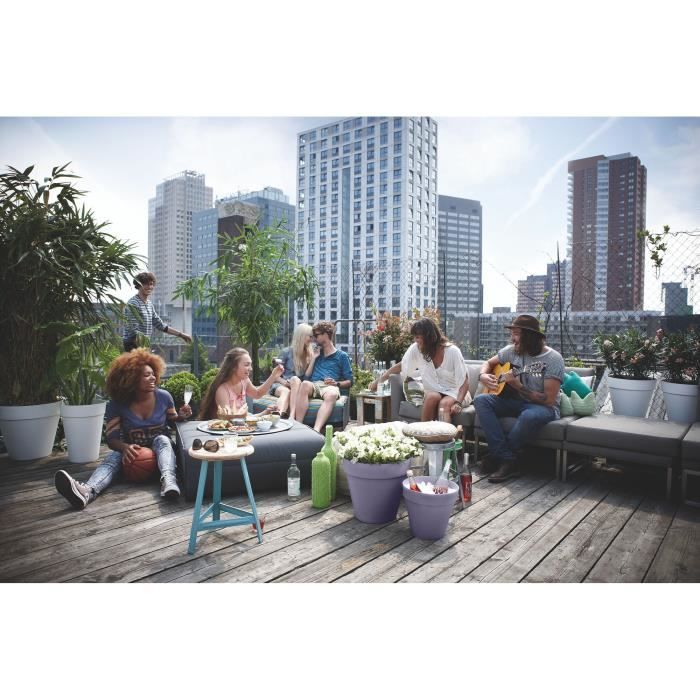 ELHO Pot de fleurs Loft Urban Rond avec roues - Violet - Ø 48.5 x H 45 cm - Extérieur - 100% recyclé